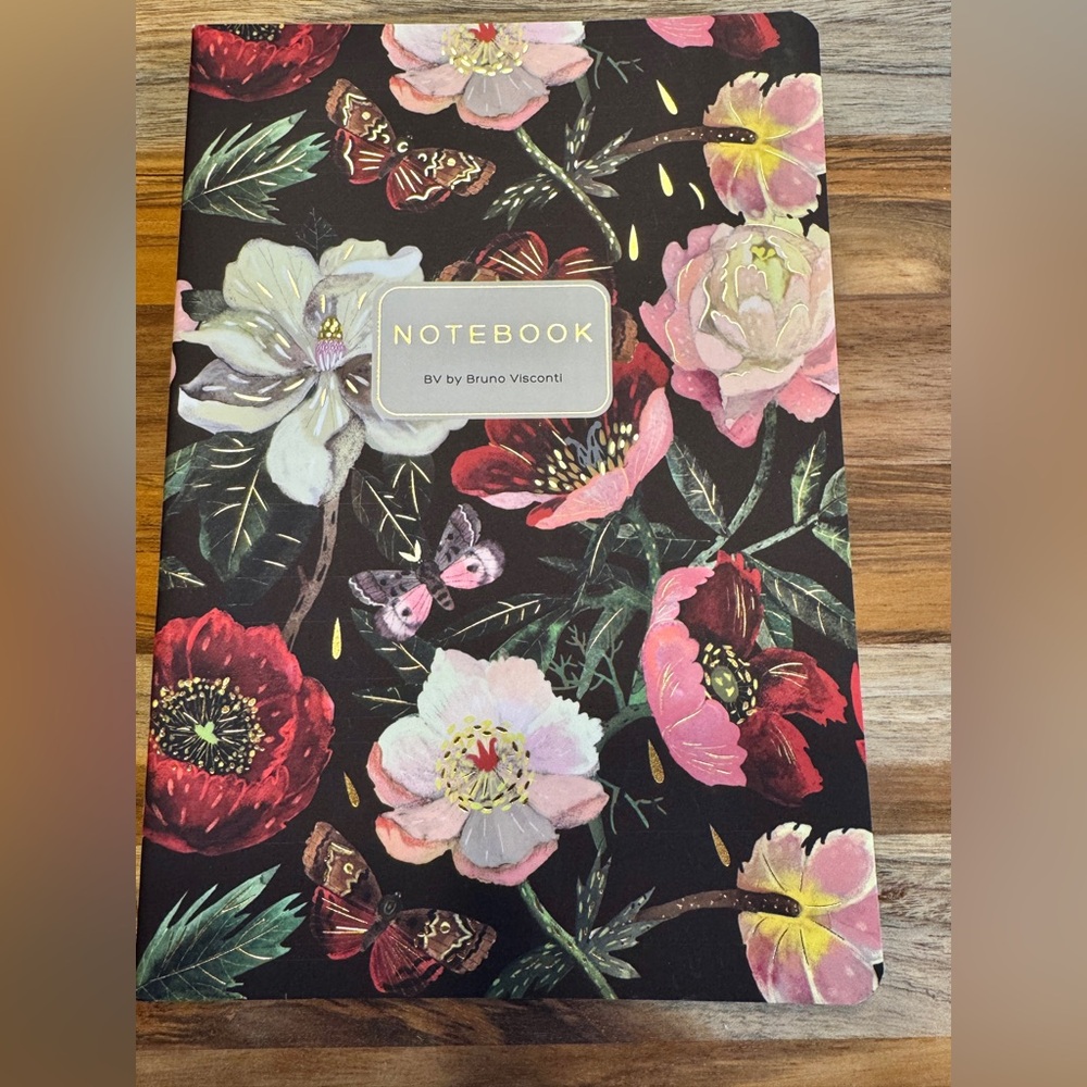 3 for $15 Bruno Visconti Soft Touch Red Floral Peonies on Black Journal A5 NEW